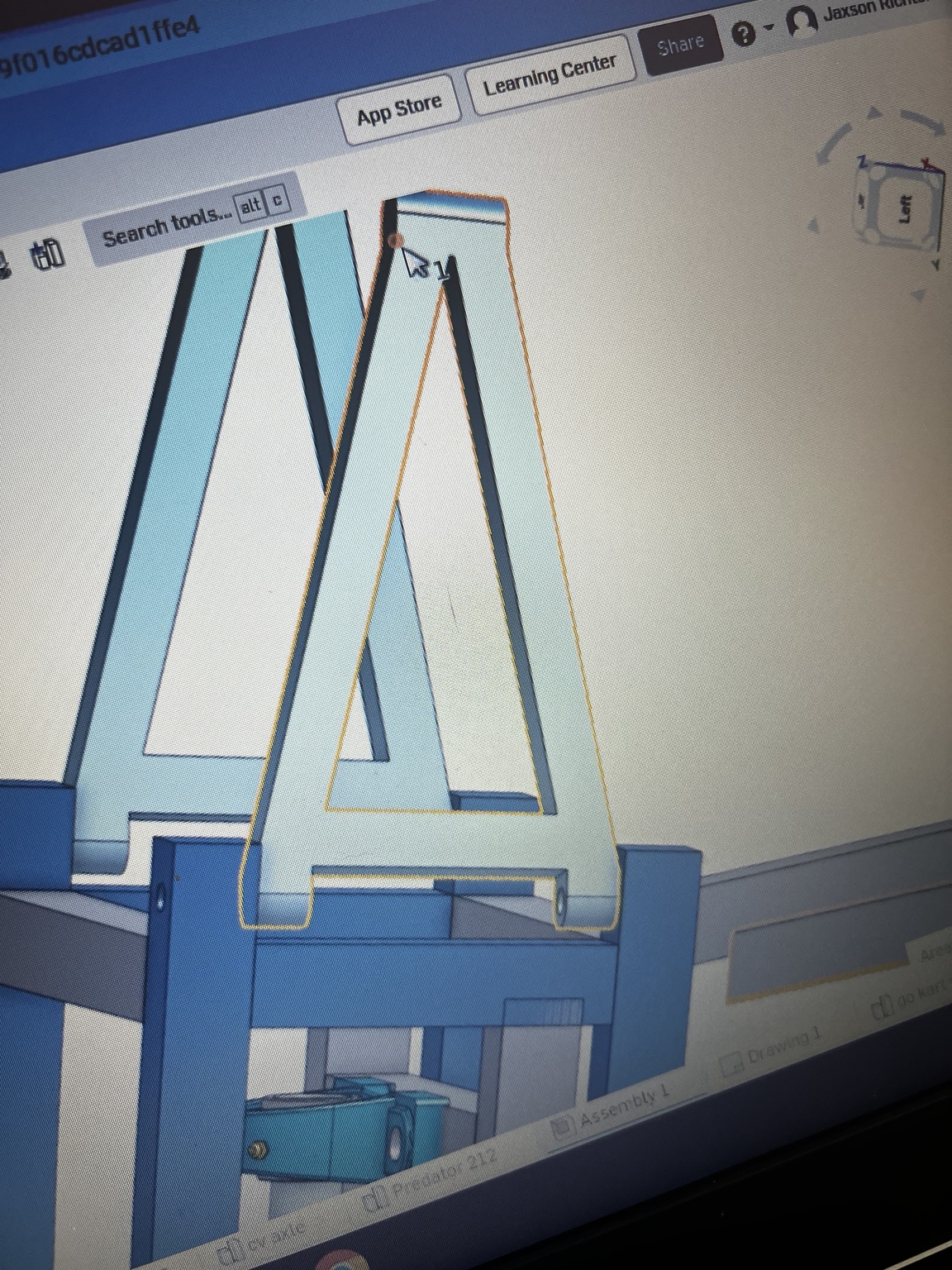 Structural weld detail from Jaxson Richter cross-kart build